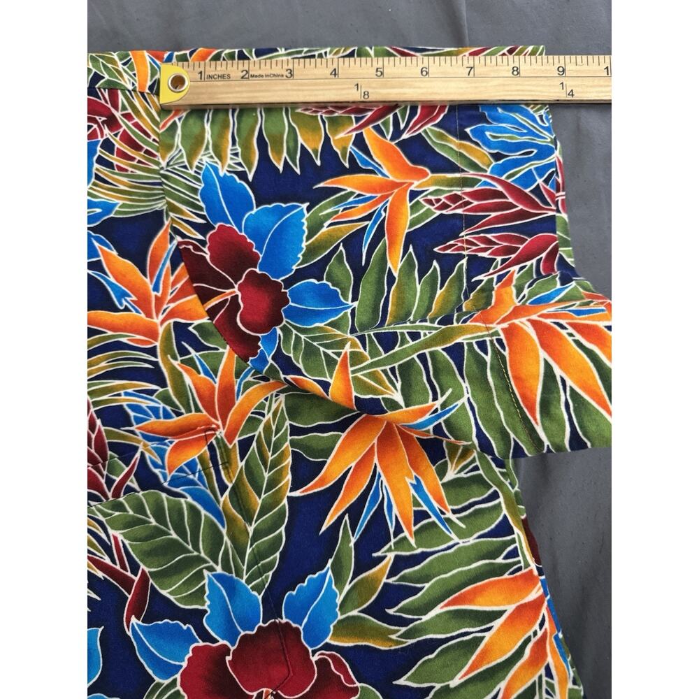 Hilo Hattie Aloha Shirt Mens XXL Blue Floral Hawaiian Camp Collar Vintage - Picture 6 of 11